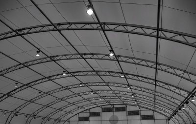 The ceiling of the  Waitakere Indoor Netball Centre, Henderson, Auckland.
