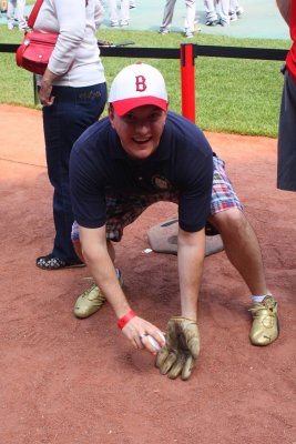 Me Fielding Grounders with my Antique Mitt, 3 September 2011