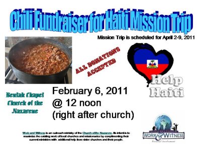 2011 Feb 6 Chili Fundraiser for our Haiti Mission Trip