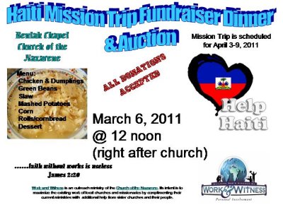 2011 March 6 Chicken & Dumplin lunch & Auction Fundraiser for Haiti