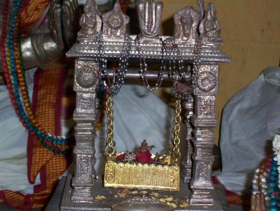 Aradhana Murthy of Periya Nambhigal and the Panchajayam and Chakram which were used for Ramanujars Panchasamskaram