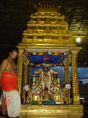 Azhagiya singar in Punyakoti vimanam.JPG