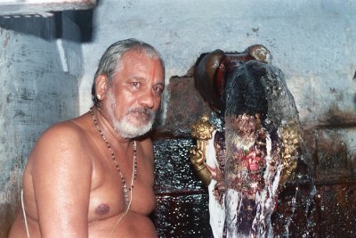 4. Sri Paramaswami Bhattar along with Sri Azhagar in Noopora Gangai - Water falls.jpg