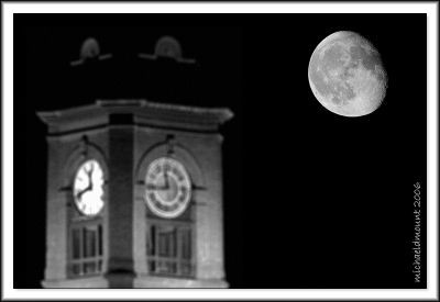 Moon behind the clock tower