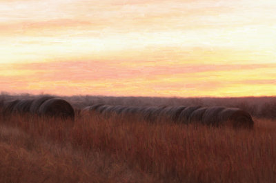Hay Bales at Sunrise