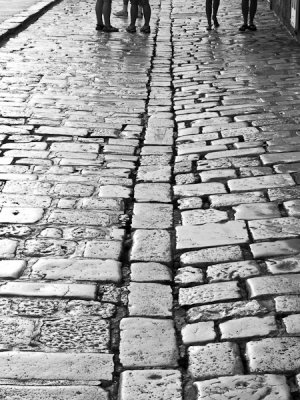 Cobbled pavement