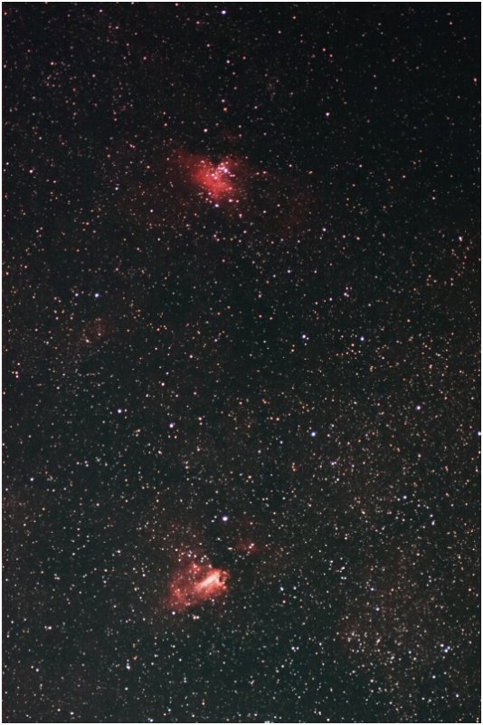 M16 in Serpens (top) & M17 in Sagittarius