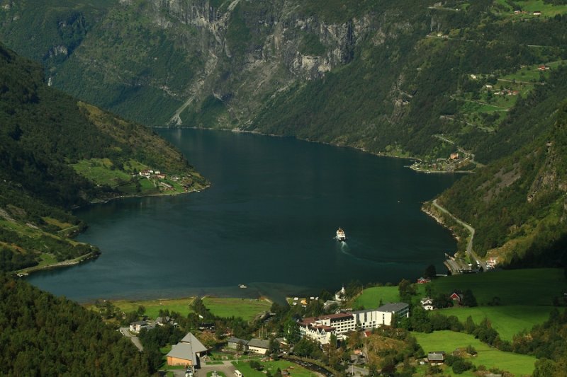 Geirangerfjord, from a viewpoint above the village of Geiranger