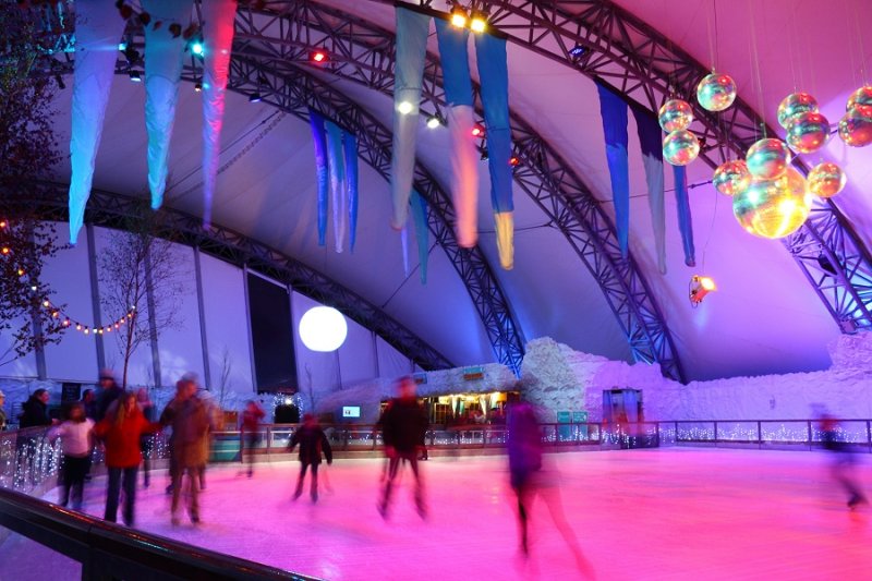 Skaters on the temporary ice rink
