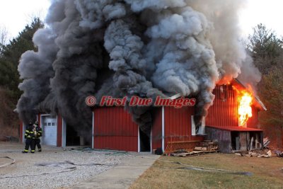 Dudley MA - Residential Barn fire; 10 Intervale Rd. - January 6, 2012