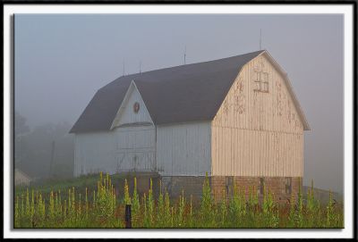 Weathered Barn in the Morning Fog