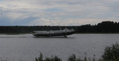 Russian Hydrofoil Arriving at Kizhi