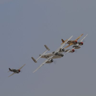 B-25, couple Warhawks and a Lightning