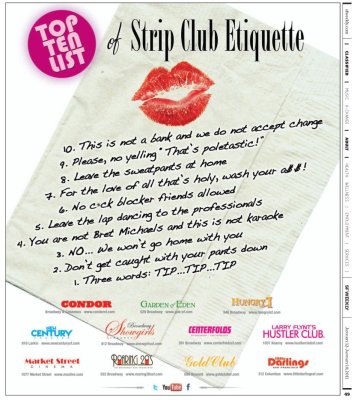 top ten list of strip club etiquette