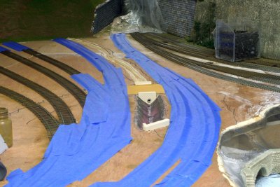 Track taped for protection, ready for plaster cloth