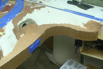 Culvert mouth with plaster and colored Sculptamold in place.