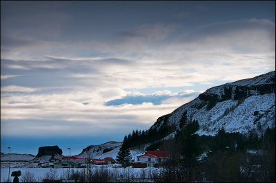 Coucher de soleil vers Kirkjubaejarklaustur