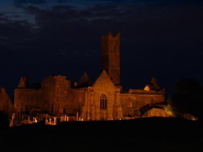Quin Abbey by night
