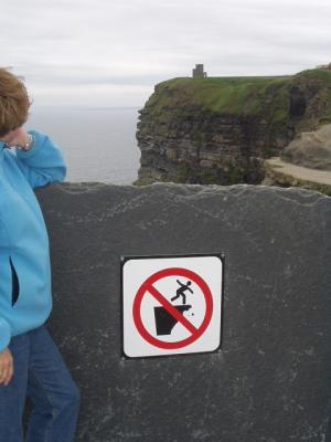 Do we really need a sign advising us that falling off the cliff is prohibited?!
