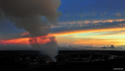 sunset over volcano
