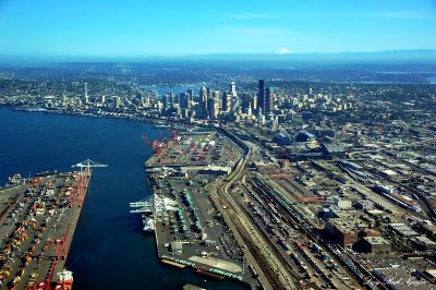 Aerial Seattle and Port of Seattle  