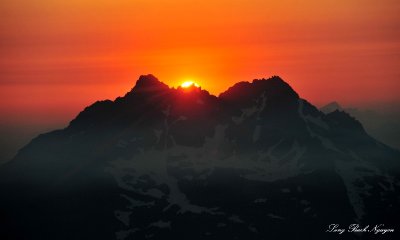 setting sun over The Brothers, Olympic Mountains