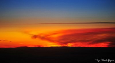 red sky over Pacific Ocean