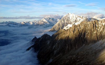 Hugging the ridge in Alps
