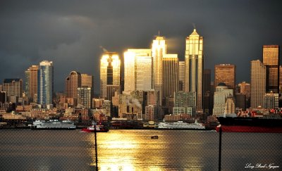 Golden downtown Seattle