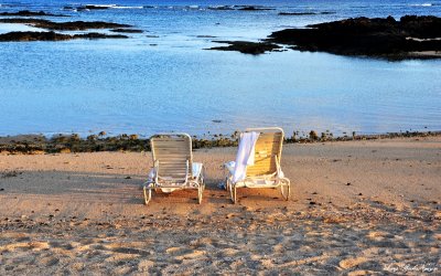beach chairs, Makalwa Bay, Hawaii