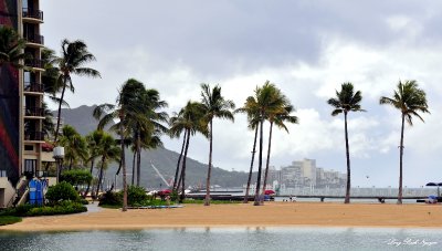 Hilton Lagoon, Rainbow Tower, Diamond Head, Waikiki, Oahu, Hawaii