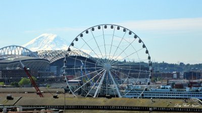 Seattle Ferries Wheel,  Safeco Field,  Mount Rainier, Seattle