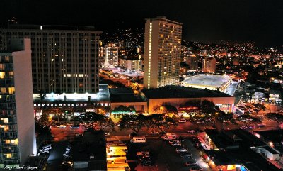 Ala Maona area at night, Honolulu, Oahu, Hawaii