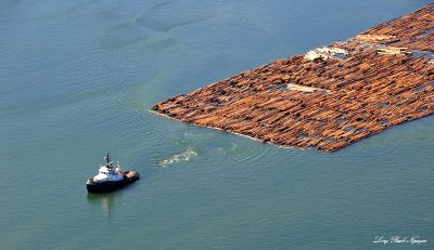 Against all odds, Tug and logs, Calm Channel, BC, Canada
