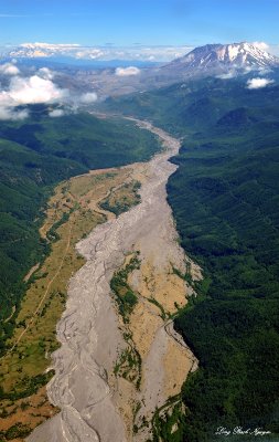 Mt St Helens, Mt Adams, North Fork Toutle River,Mud flow, Washington  