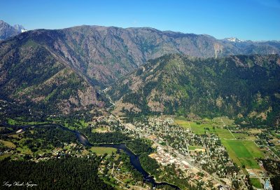 Town of Leavenworth, Icicle Creek River, Tumwater Canyon, Highway 2, Tumwater Mountain, Washington 