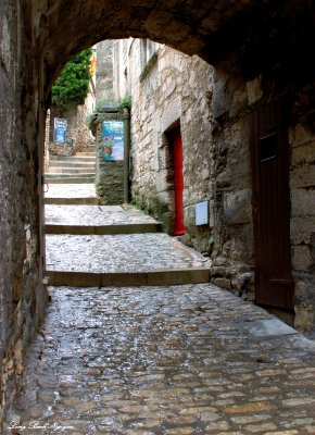 Steps and red door, Les Baux de Provence