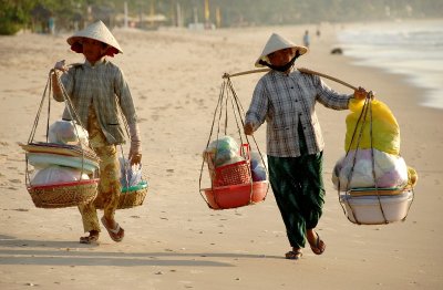 going to work on the beach