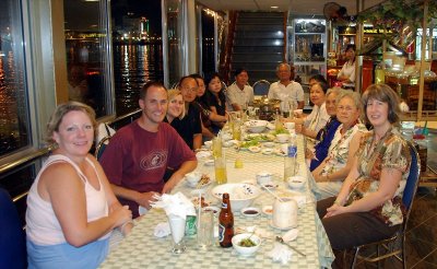 family dinner on boat