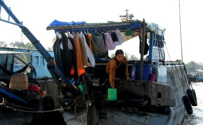 washing the boat