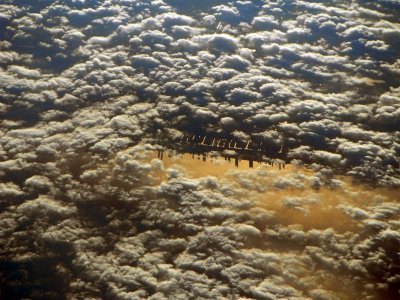 Reflections in the water of highrises over Florida