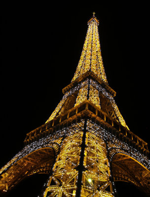 Eiffel Tower decked out with Christmas Lights