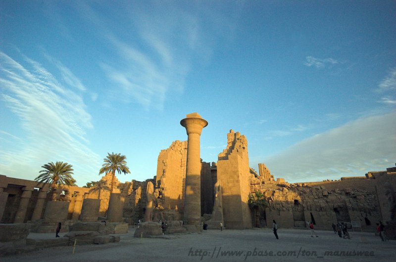The surviving column at the parvilion; Karnak