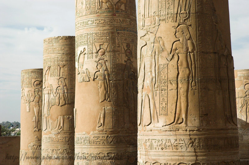 The column shafts are all carved with reliefs