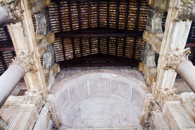 Looking up at the porch roof