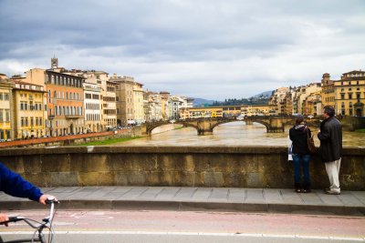 View of the Arno with the Ponte Vecchio in the distance