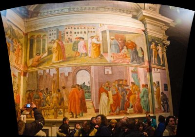Panarama of Frescos by Masolino, Masaccio, and Filippo Lippi - Opposite Wall
