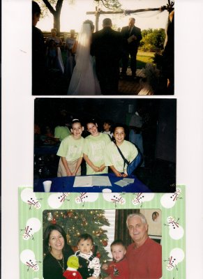 Jay & Cheryl wedding, sarah, candice & audrey (bout 5th grade) & Randy, Monica & grandchildren