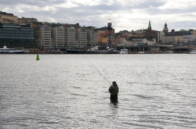 Lonely fisherman off Skeppsholmen