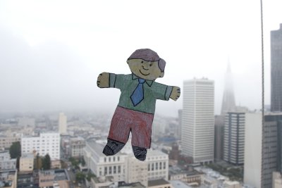 Flat Stanley in foggy San Francisco